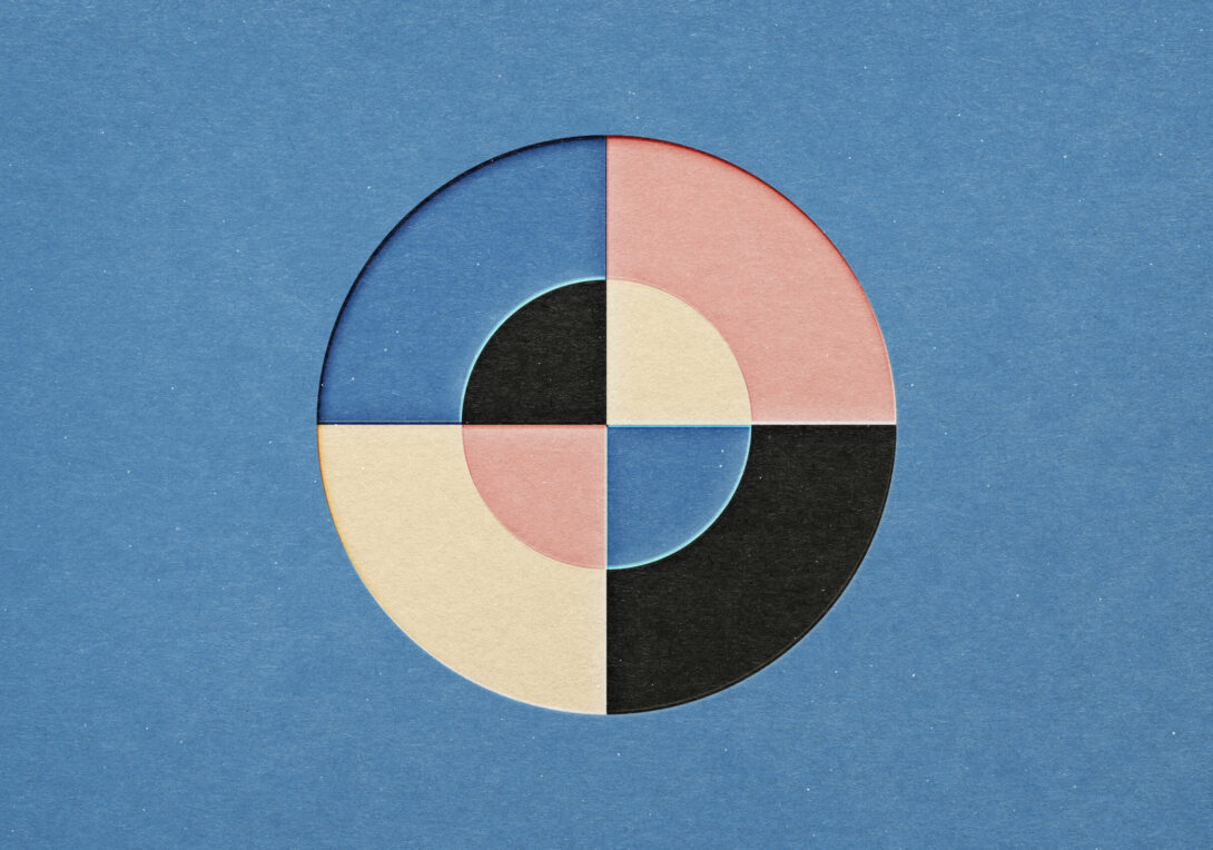 Layered circle in papercraft cut out style